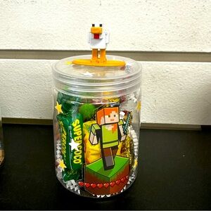 Minecraft Themed Candy Jar with Duck Figure